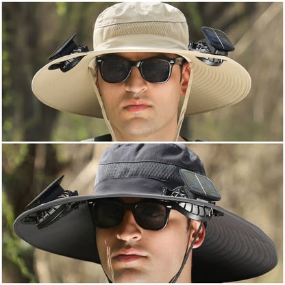 🔥Father's Day Sale 49% OFF - Wide Brim Solar Fan Outdoor Fishing Hat-Solar & USB Charging