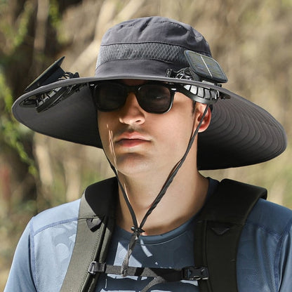 🔥Father's Day Sale 49% OFF - Wide Brim Solar Fan Outdoor Fishing Hat-Solar & USB Charging