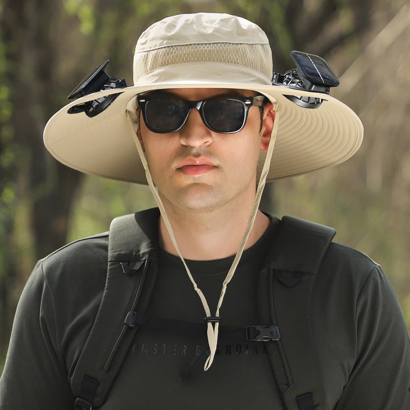 🔥Father's Day Sale 49% OFF - Wide Brim Solar Fan Outdoor Fishing Hat-Solar & USB Charging