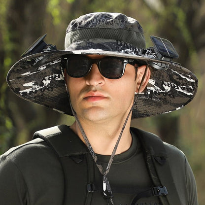 🔥Father's Day Sale 49% OFF - Wide Brim Solar Fan Outdoor Fishing Hat-Solar & USB Charging