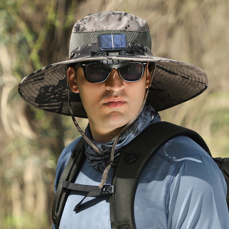 🔥Father's Day Sale 49% OFF - Wide Brim Solar Fan Outdoor Fishing Hat-Solar & USB Charging