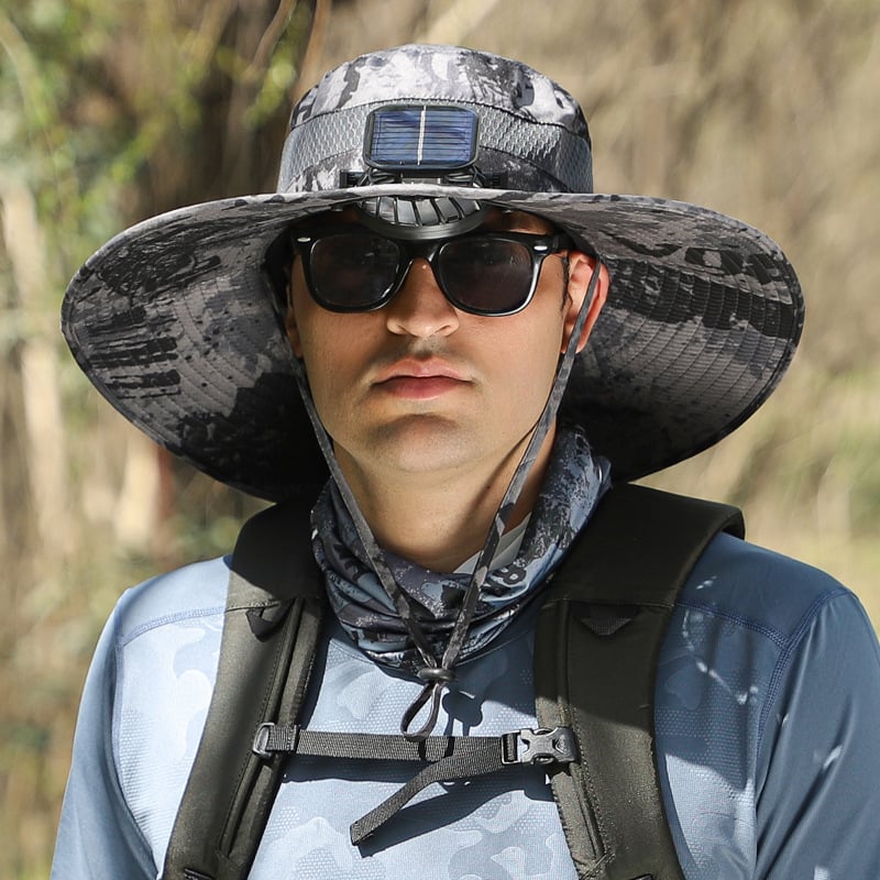 🔥Father's Day Sale 49% OFF - Wide Brim Solar Fan Outdoor Fishing Hat-Solar & USB Charging