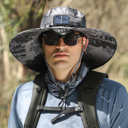 🔥Father's Day Sale 49% OFF - Wide Brim Solar Fan Outdoor Fishing Hat-Solar & USB Charging
